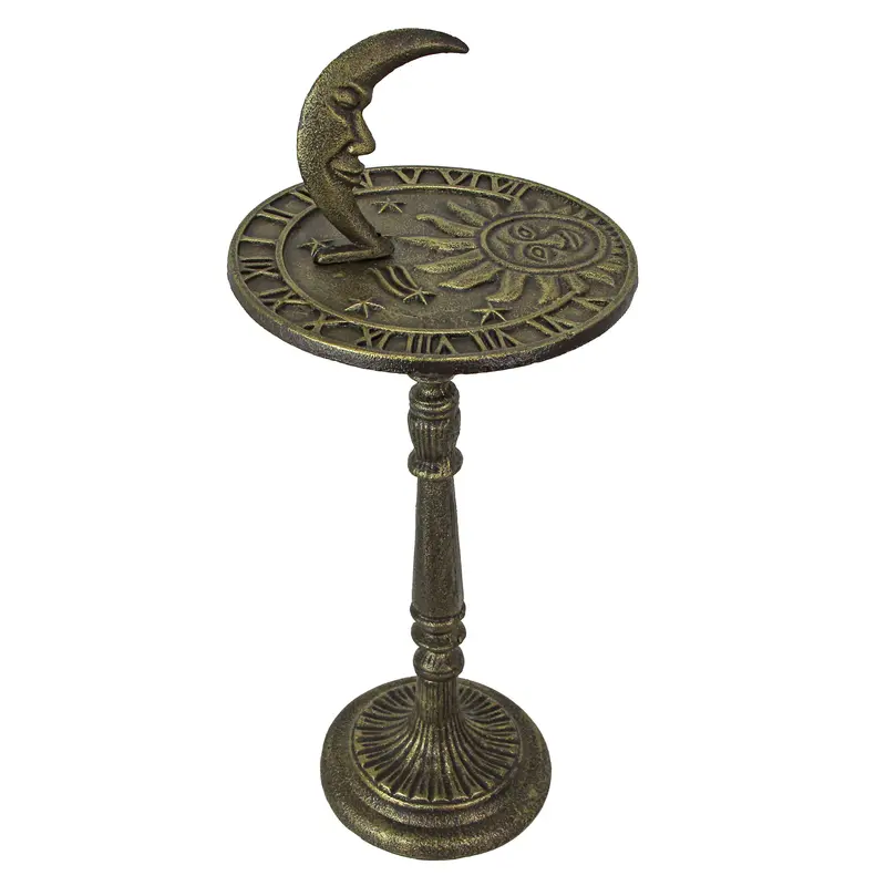 23in Bronze Sun, Moon, Stars Sundial - Cast Iron for Celestial Time