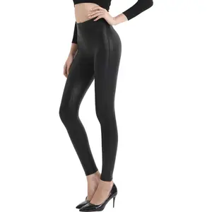 Retro Gong Womens Faux Leather Leggings Stretch High Waisted Pleather Pants