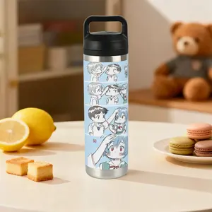 Neon Genesis Evangelion Anime Tumbler With Handle, TikTok Viral Aesthetic 20oz Stainless Steel Insulated Tumbler, Leakproof Lid, Built-in Handle Design, Daily Use for School Office Travel Gym Anime Desk Setup