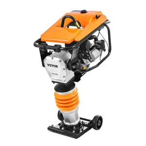 fathersdaygift VEVOR Jumping Jack Compactor, 6.5 HP Vibratory Rammer Fuel-Powered 196 cc Engine Tamper, 3600 lbs Impact Force, 26 Max Compaction Depth, Four-Spring, for Soil, Gravel, Concrete Slabs, Foundations