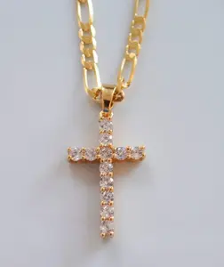 18K Gold Plated Diamond Inspired Cross