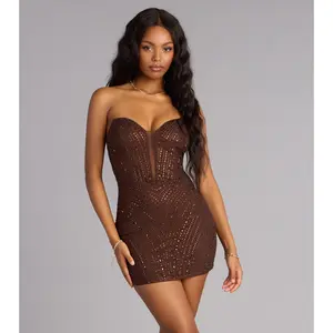 Kira Rhinestone Strapless Mini Dress