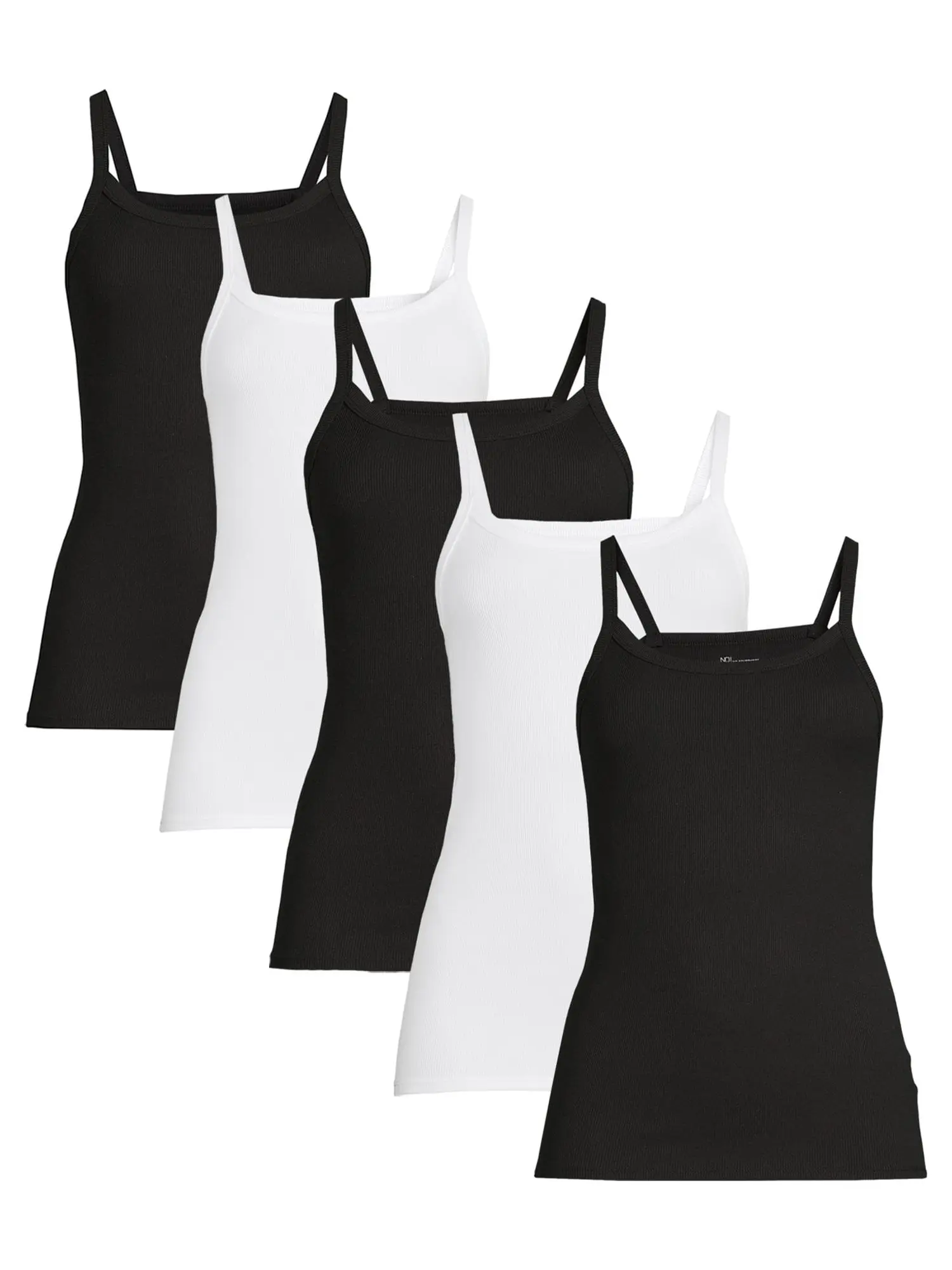 No Boundaries Rib Cami Top, 1 or 5-Pack, Women's No Boundaries Rib Cami Top, 1 or 5-Pack, Women's