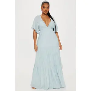 Elena Ruffle Maxi Dress - Light Blue