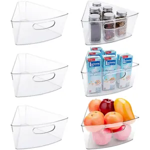 Lazy Susan Organizer 10.2"X 9.4"X4" for 26" Diameter Corner Lazy Susan Cabinet, Set of 6 Plastic Clear Lazy Susan Bins, 1/8 Wedge 4" Deep Kitchen Corner Storage Bin No brand