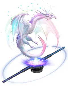 3D Hologram Fan, 16.5 Inch 3D Hologram Projector HD LED Holographic Advertising Display with Remote, WiFi and APP, Holographic Video Advertising Projector for Business,Bar,Halloween Audio Plastic