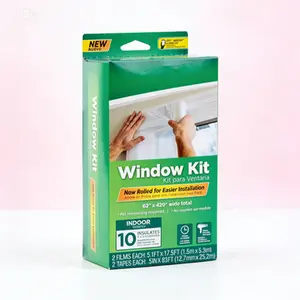 Window Insulation Film Kit - Winter Seal Kit for Up to 10 Windows - Clear Shrink Film Roll Cuts to Size - Easy Indoor Installation with Tape Included - 62" x 420" Thermal Draft Stopper - Reusable and Energy Saving