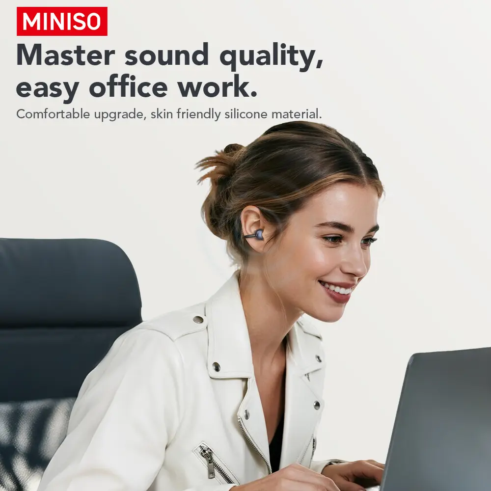 MINISO MS212 Clip On Wireless Headphones with 2025 Bluetooth 6.0