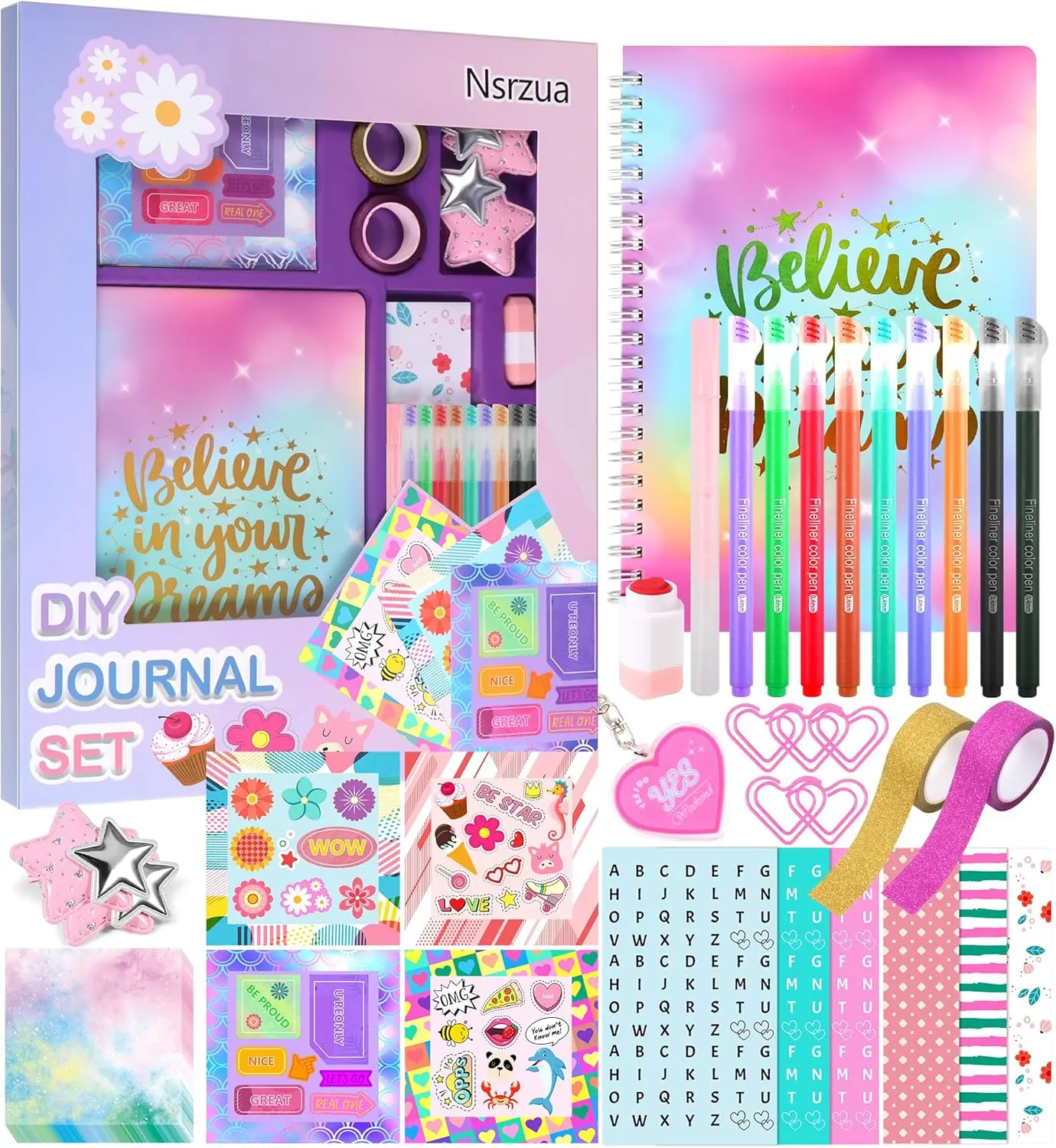Scrapbook & Diary Supplies Toy Set - Gifts for 8 9 10 11 12 13 14 Year Old Girl - DIY Journal Kit for Girls