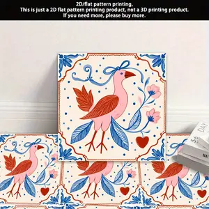 2D Flat - Retro Colorful Bird Pattern, PVC Sticker, Self-Adhesive Decorative Sticker, Suitable for Kitchen Walls, Bathroom Walls, Balcony Floors And More Crafts