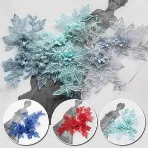 1pc 3D Flower Lace Applique, Embroidered Material Trim For DIY Wedding Dress Veil Accessories, Sewing Fabric Supplies, Floral Appliques