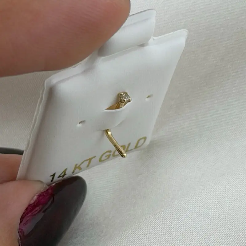 14k Gold L-Shaped Nose Piercing with Small Stone