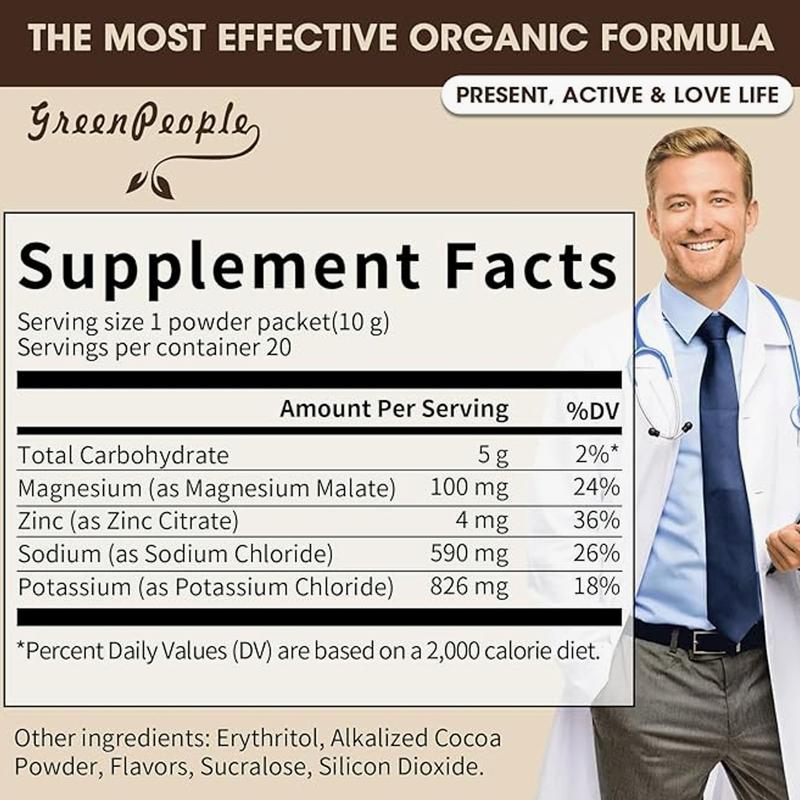 Electrolyte Powder Mix with 7 Electrolytes for Hydration & Stamina Support - Zero Calorie, Cocoa Flavor, 16 Stick Packs