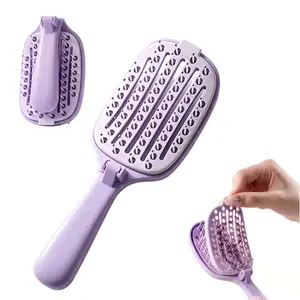 Foldable Self Cleaning Hair Brush, Flexible Cushion Comb, Instant Tangle Release For Travel, Daily Styling Gift For Women