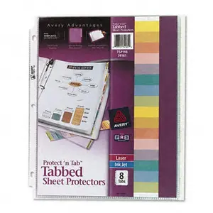 Avery 74161 Protect n Tab Top-Load Clear Sheet Protectors with Eight Tabs Letter