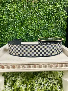 2.5 Inch By 10 Yard Beige And Black Mini Antique Checkerboard Ribbon