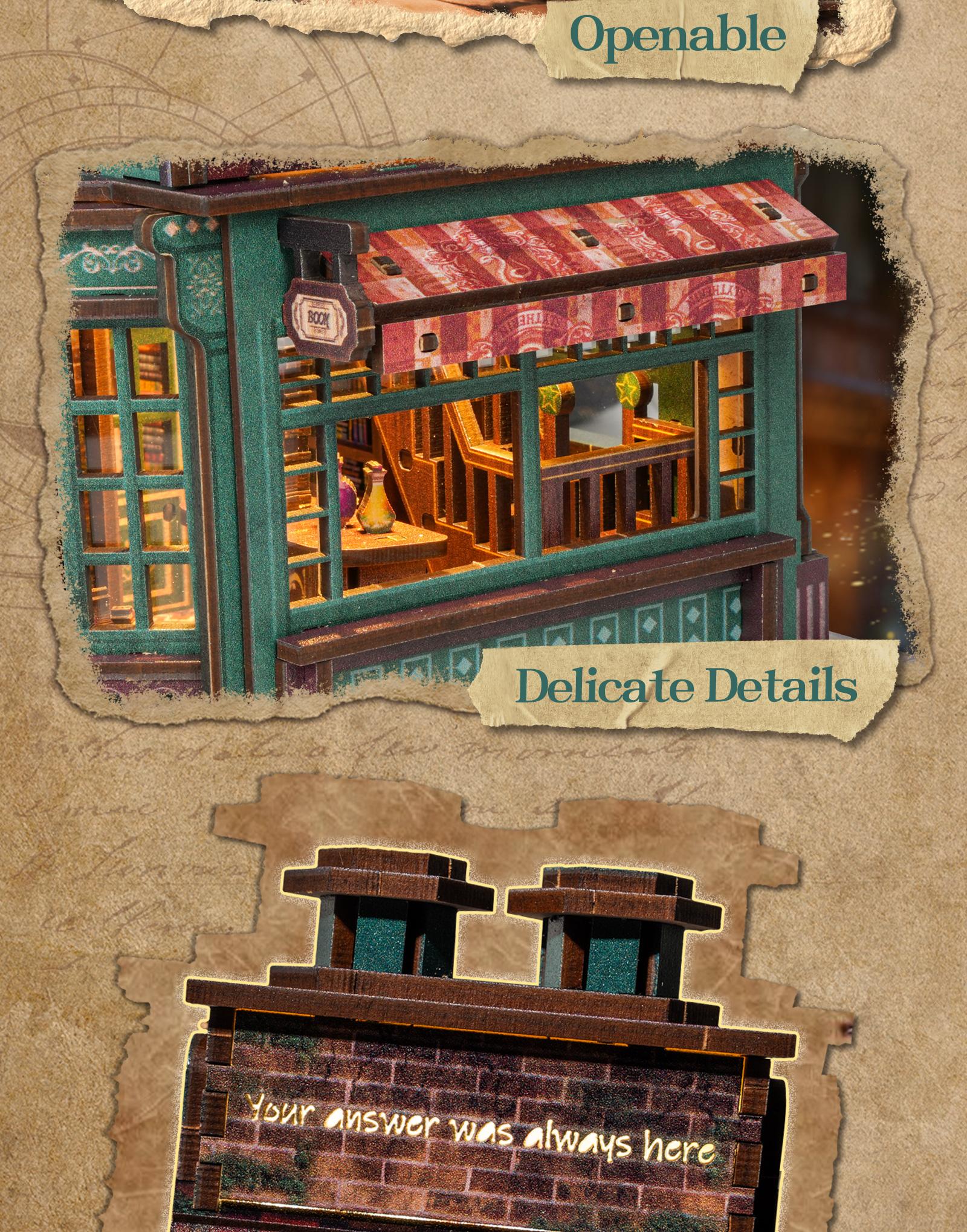 FUNPOLA LED 3D Wooden Puzzle Magic Bookstore Building Model Kit - DIY Miniature Spellbound Bookshop - 3D Puzzle Architecture Craft Gift for Adults(Standard&Upgraded)) FUNPOLA LED 3D Wooden Puzzle Magic Bookstore Building Model Kit - DIY Miniature Spellbound Bookshop - 3D Puzzle Architecture Craft Gift for Adults(Standard&Upgraded))