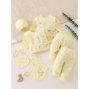 Newborn Gift Set 0-3 Months, Four Seasons Baby Outfit with 2 Tops + 2 Pants + Hat Bib, Baby'S First Month Gift, for Outdoor