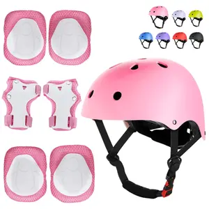 Kids Outdoor Sports Helmet and Protective Gear Set for Ages 6-12 with Knee Elbow Wrist Pads for Bike Skateboard Scooter