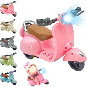 Accessories for LABUBU, Scooter Toy for Labubu with Lights & Music Rotate 360 ° , Cute Motorcycles for Labubu, Decor Desktop Ornaments for Doll Collectors Battery Not Included (Pink)