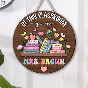 Personalized 3D Teacher Name Door Hanger; Classroom Decor, Custom School Welcome Sign, Back to shool, Appreciation Gift
