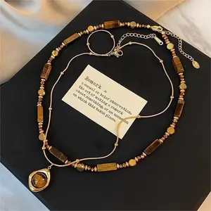 Boho Chic Tiger Eye Layered Necklace