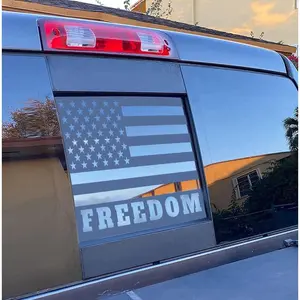 for 2009-2026 Dodge Ram Rear Middle Window Freedom American Flag Decal for Truck, Matte Black USA Flag Vinyl Decal Sticker, Patriotic Truck Accessories