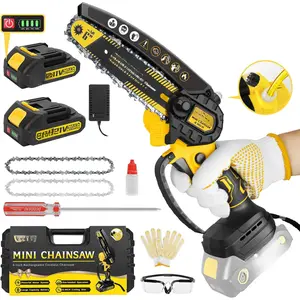 Mini Chainsaw Cordless 6 Inch, Handhled Chainsaw with 2  & Auto Oiling System, Electric Chainsaw for Tree/ ,  Gifts Fathers Day for Men Dad Him Birthday