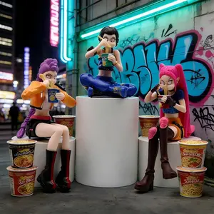 Kpop Girl Group Instant Noodle Trio Figure Series, Kpop Girl Group Figures, Collectible Toy Doll Model, Unique Character Models, Perfect Desktop Decoration, Ideal Display Piece, Anime Fan Gift