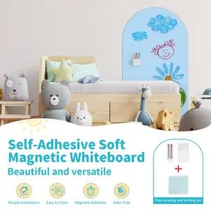 Self-Adhesive Soft Magnetic Whiteboard, 50x90cm Panel, Strong Adhesion, Suitable for Kids' Rooms, Home Offices, Educational Settings, Reusable Doodle Boards, Portable Wipeable Board