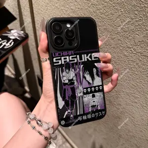 Narut Uchiha Sasuk Phone Case - Vintage Manga Collage with Sharingan Design 17 16 15 14 13c