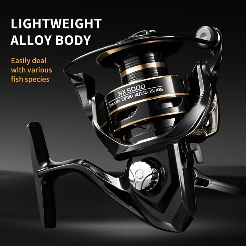 [W] NX Series Black Spinning Fishing Reel - Left-Handed, Durable PA/Nylon Construction, Smooth Casting & Retrieval for Freshwater & Saltwater Angling