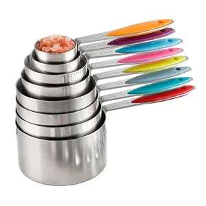 Stainless steel measuring cup set, consisting of 8 cups, suitable for cooking and baking. 8 cups, colorful — essential tool spoon