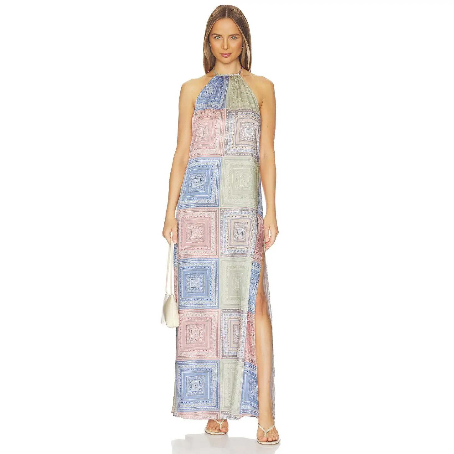 MISA Los Angeles Samantha Dress in Pastel Tiles