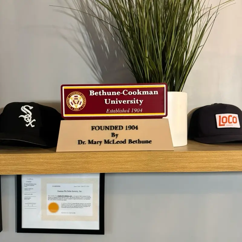 3D Bethune Cookman University Desktop Sign -  for Office Decor 7x11 inches