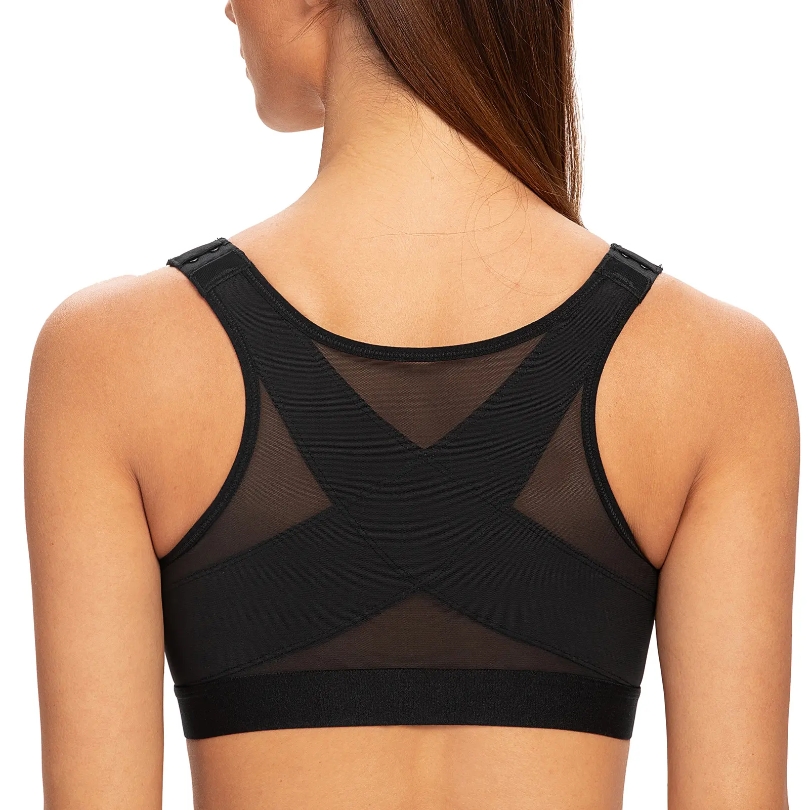 MELENECA Women's Front Closure Underwireless Adaptive Bra (34DD,36B,38B,40B) - Plus Size Activewear Sportswear, Comfy Ultra-Soft Elastic Fabric, Adjustable Straps, Unlined Posture Support, Minimalist Basic, Breathable Mesh Back, All-Season Support Womensw