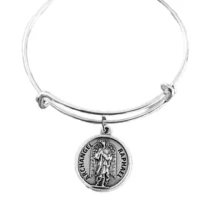 Archangel Raphael Healing Bracelet | Silver Expandable Bangle with Prayer | Adjustable