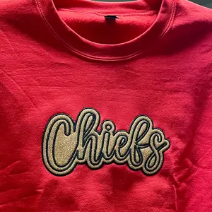 Custom embroidered mascot crewneck with your choice of inlay Pullover Sweatshirts