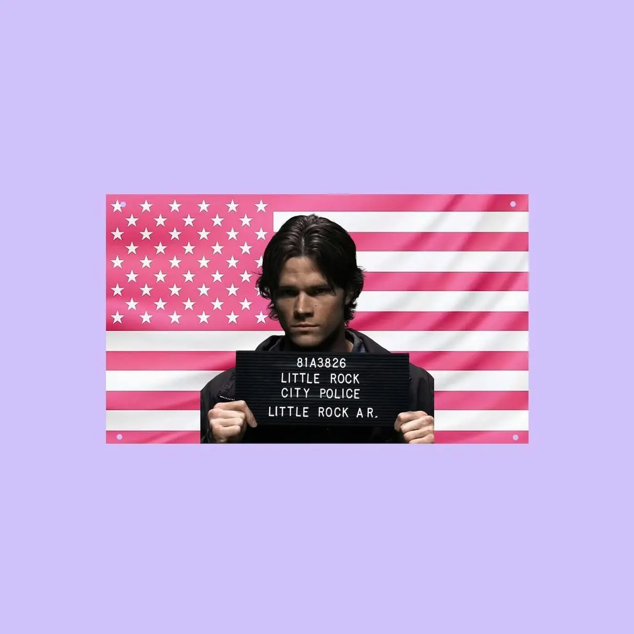 Sam Winchester Pink US Wall Tapestry Flag, Supernatural Wall Art, Hunter Bedroom Decor, TV Fan Banner