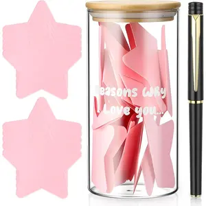 Mimorou Father Day Love Message Jar with 120 Blank Pink Heart Note Cards 1 Pen, Love Note Jar Gift Box for Dad Boyfriend Girlfriend Couples Birthday Anniversary Wedding Bridal Shower Party(Classic)
