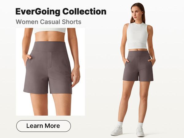 G4Free EverGoing Women's Athletic Shorts High Waisted 4''  Running Yoga Summer Casual Shorts with Pockets