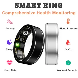 Smart Ring IP68 High Quality, Wireless Connection, Fitness & Sleep Monitoring, Heart Rate Monitor, Fitness Tracker, Battery Capacity 15mah, Wave Design, Zinc Alloy Material