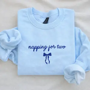 Embroidered Napping For Two Pregnancy Announcement Sweatshirt, Pregnancy Gift, Pregnancy Sweatshirt, Baby Shower Tee, Pregnant Hoodie Gift