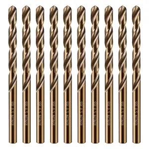 1/8" Cobalt Drill Bit(10Pcs), M35 HSS Metal Drill Bit Set forwood, Hard Metal, Stainless Steel, Cobalt Steel M35 Jobber Length Twist Drill Bits