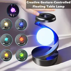 Muiltifunctional Rotatory Floating Lamp, Table Lamp Desk Lamp with Wireless Charging, Phone Charger, Bedside Lamp Nightstand Lamp with Changeable Colorful Night Lights Atmosphere Lights, Home Decor Lights, Party Decor Lights