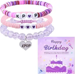 KPop Bracelet Merch Stuff and Birthday Card Korea-Pop Demon Christmas Jewelry Birthday Party Decor Cosplay Outfits Accessories for Gir Women Daughter Sister Fans