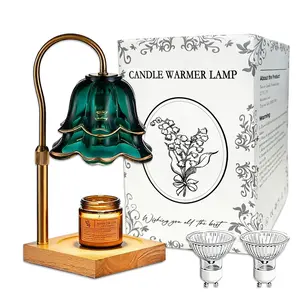 Height Adjustable Gold Floral Candle Warmer with Timer Function, No Flame Design for Safe Wax Melting Ideal for Creating Relaxing Ambiance in Any Room of Your Home