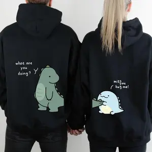 Cute Dinosaur Matching Hoodie for Couples (Sold Separately) | Unisex Cozy Cotton Pullover, Soft & Comfortable Streetwear, Casual Fall Winter Couple Gift