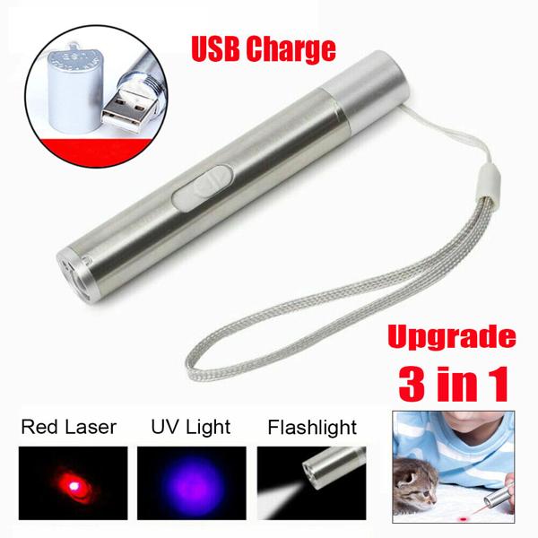 Interactive Cat Laser Pointer – 3-in-1 Design with Red Laser, LED & UV Light, USB Rechargeable, Perfect for Playtime, Tiring Out Kittens & Bonding with Your Cat