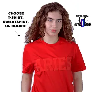 Red Zodiac Puff Print Unisex, Choose T-Shirt, Sweatshirt, or Hoodie, Astrology Apparel (THIS COLOR IS NOT COMING BACK)
